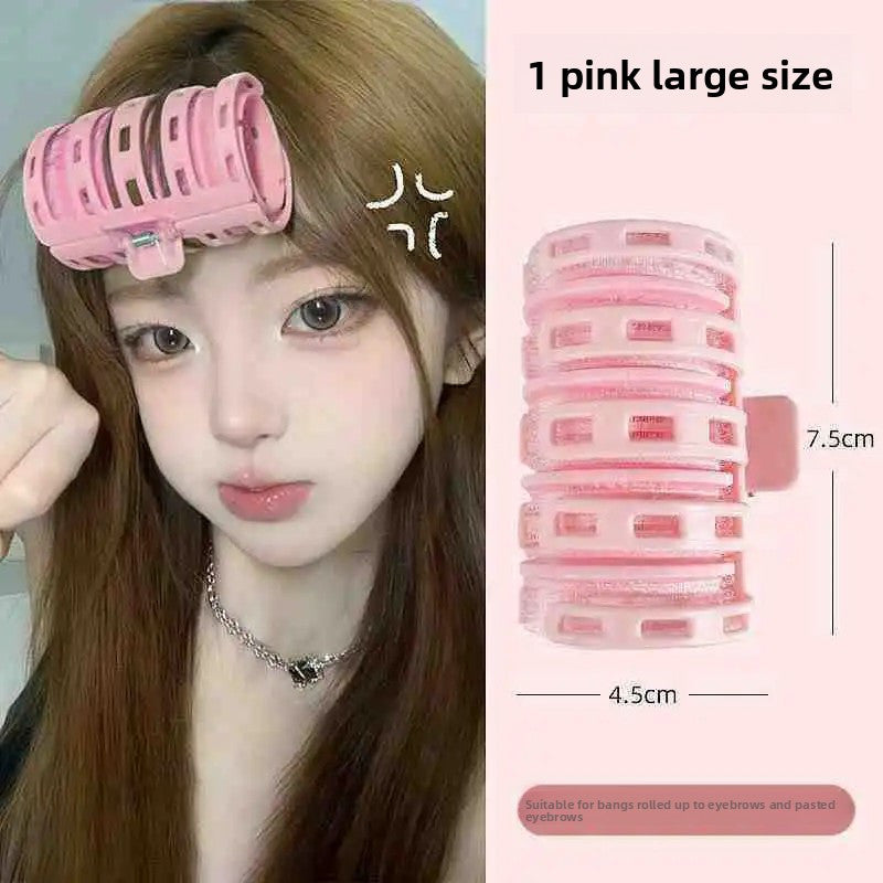 Candy Color Lazy Hair Curler Air Bangs Hair Curler Plastic Adhesive Girl Styling Tool Hair Roller Bangs Eight-Character Air Internet Celebrity Roll Bangs Artifact Hair Root Fluffy Clip Hollow Roller Hair Curler Artifact