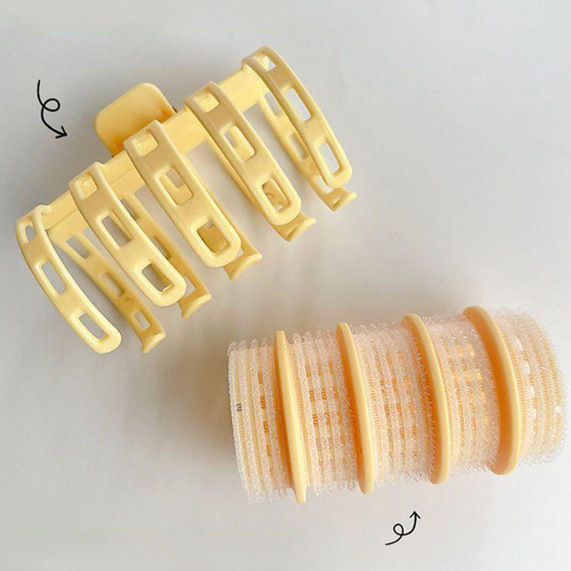 Candy Color Lazy Hair Curler Air Bangs Hair Curler Plastic Adhesive Girl Styling Tool Hair Roller Bangs Eight-Character Air Internet Celebrity Roll Bangs Artifact Hair Root Fluffy Clip Hollow Roller Hair Curler Artifact